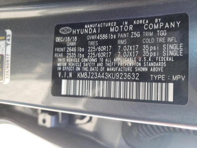 KM8J23A43KU923632 - 2019 HYUNDAI TUCSON SE SILVER photo 10