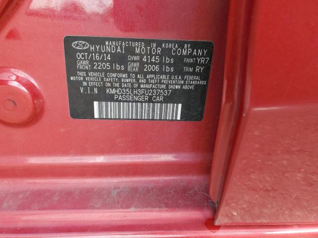 KMHD35LH3FU237537 - 2015 HYUNDAI ELANTRA GT RED photo 10