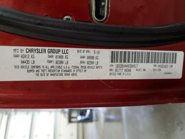 1B3CB5HAXAD584517 - 2010 DODGE CALIBER HE RED photo 10