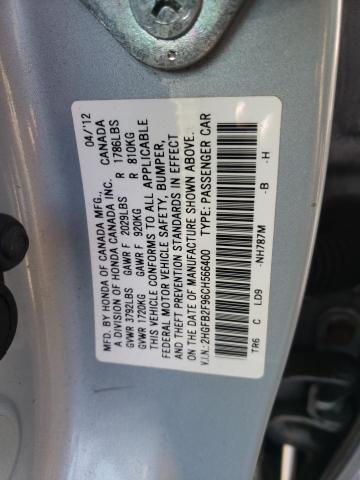 2HGFB2F96CH566400 - 2012 HONDA CIVIC EXL فضي صورة 10