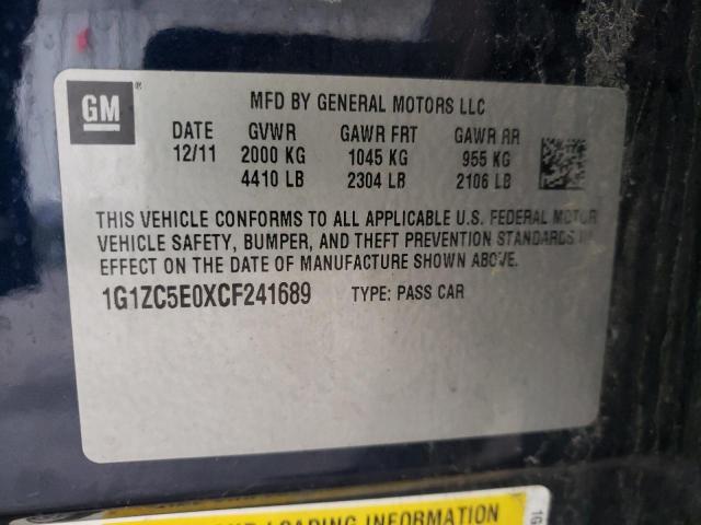 1G1ZC5E0XCF241689 - 2012 CHEVROLET MALIBU 1LT 蓝色 照片 10