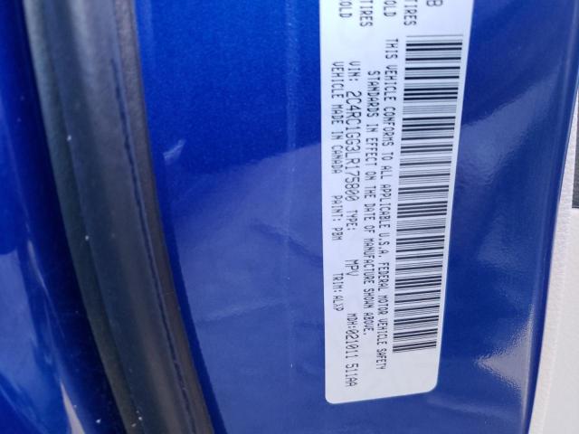 2C4RC1GG3LR175800 - 2020 CHRYSLER PACIFICA L BLUE photo 10