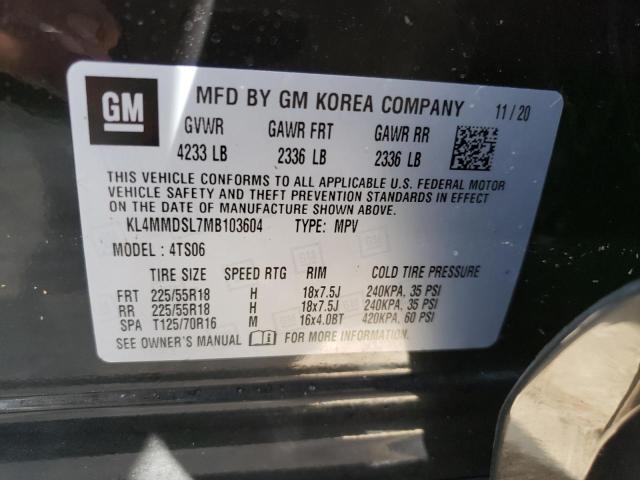 KL4MMDSL7MB103604 - 2021 BUICK ENCORE GX BLACK photo 10