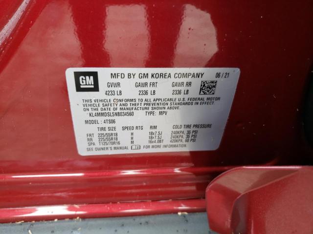 KL4MMDSL5NB034560 - 2022 BUICK ENCORE GX RED photo 10