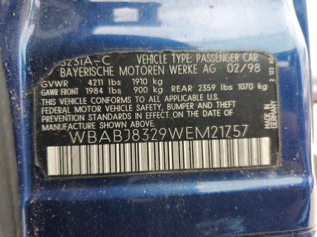WBABJ8329WEM21757 - 1998 BMW 323 IC AUT BLUE photo 10