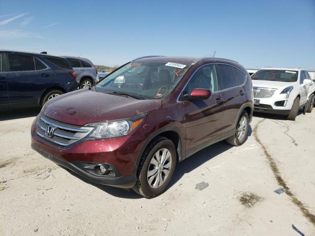 5J6RM4H7XEL038310 - 2014 HONDA CR-V EXL BURGUNDY photo 2