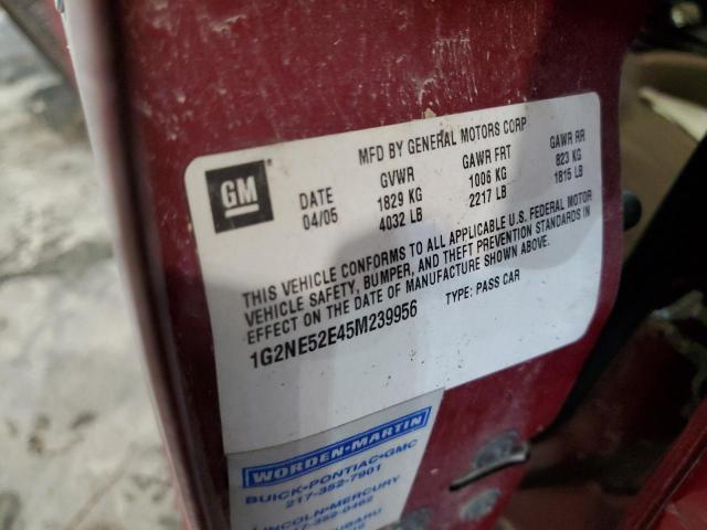 1G2NE52E45M239956 - 2005 PONTIAC GRAND AM S RED photo 10