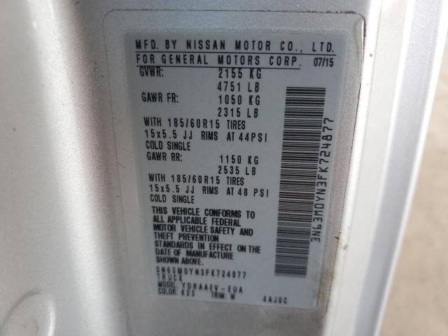 3N63M0YN3FK724877 - 2015 CHEVROLET CITY EXPRE Gümüş foto 10