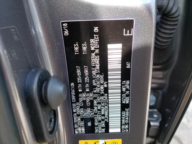 JTJYARBZ0K2123494 - 2019 LEXUS NX 300 BAS 灰色 照片 10