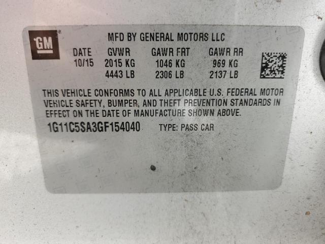 1G11C5SA3GF154040 - 2016 CHEVROLET MALIBU LIM 银色 照片 10