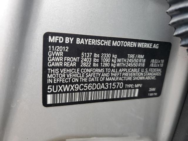 5UXWX9C56D0A31570 - 2013 BMW X3 XDRIVE2 SILVER photo 10