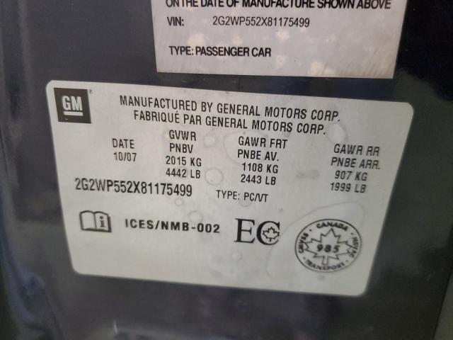 2G2WP552X81175499 - 2008 PONTIAC GRAND PRIX ლურჯი ფოტო 10