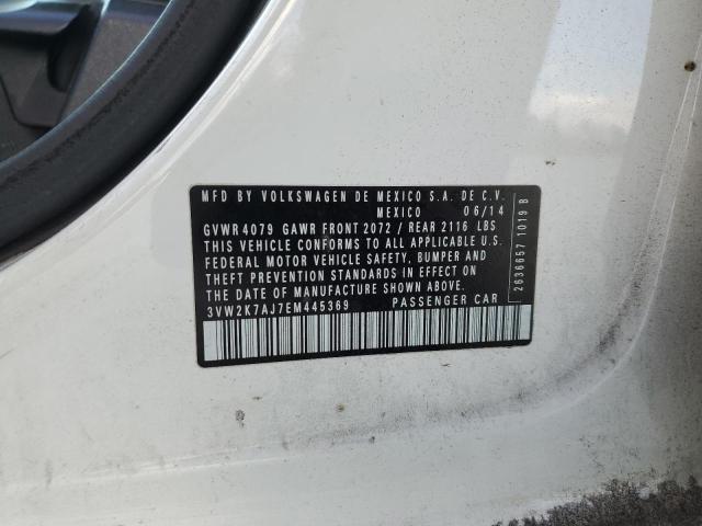 3VW2K7AJ7EM445369 - 2014 VOLKSWAGEN JETTA BASE 白色 照片 10