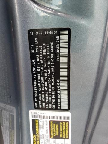 WVWBW8AH3DV000299 - 2013 VOLKSWAGEN EOS KOMFOR ნაცრისფერი ფოტო 10