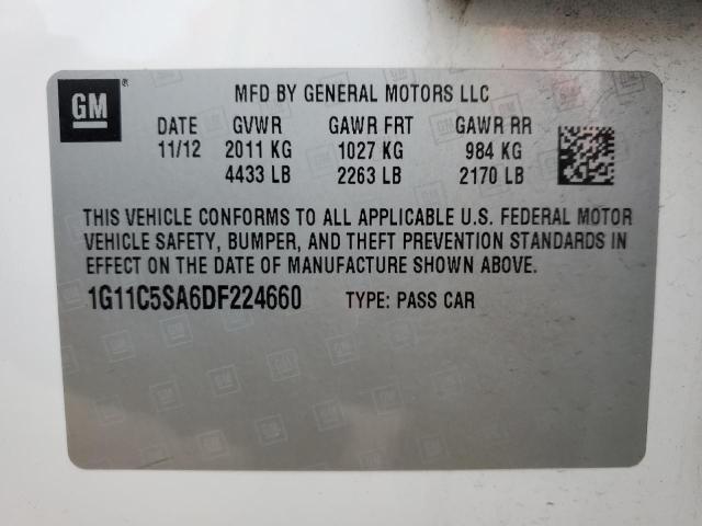 1G11C5SA6DF224660 - 2013 CHEVROLET MALIBU 1LT 白色 照片 10