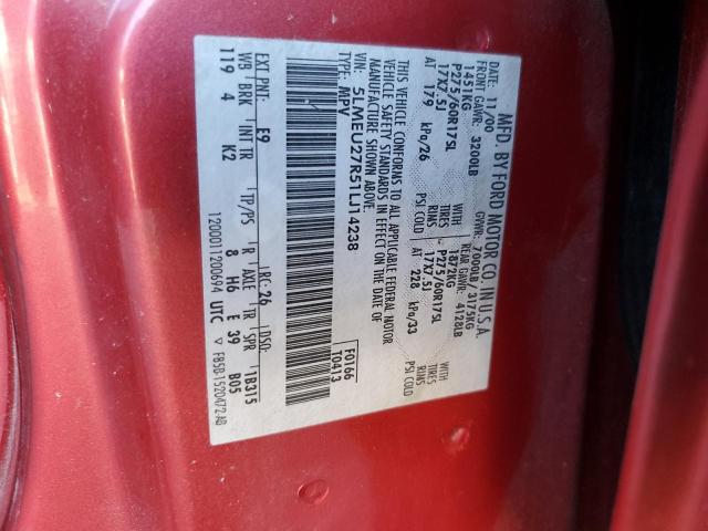 5LMEU27R51LJ14238 - 2001 LINCOLN NAVIGATOR 勃艮第红 照片 10