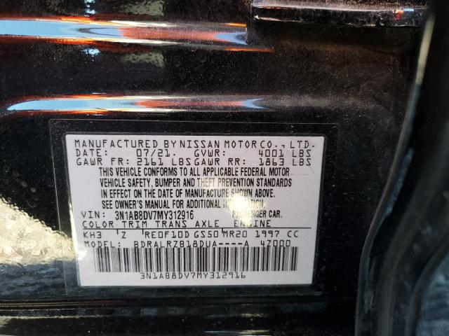 3N1AB8DV7MY312916 - 2021 NISSAN SENTRA SR BLACK photo 10