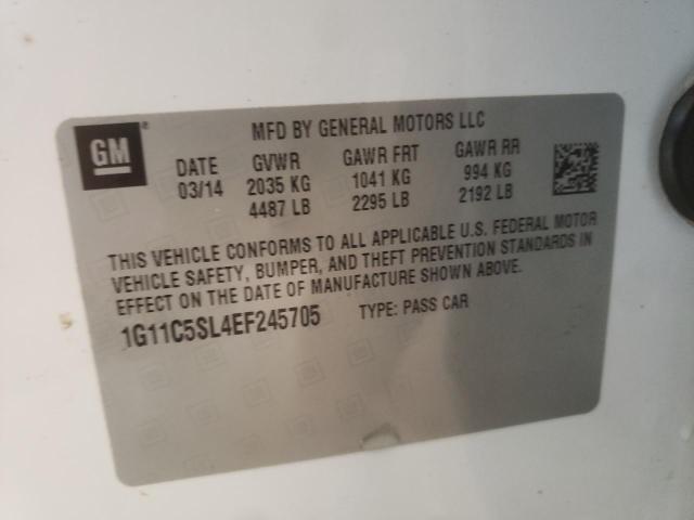 1G11C5SL4EF245705 - 2014 CHEVROLET MALIBU 1LT თეთრი ფოტო 10