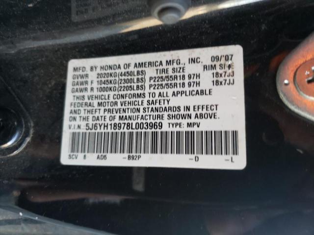 5J6YH18978L003969 - 2008 HONDA ELEMENT SC BLACK photo 10