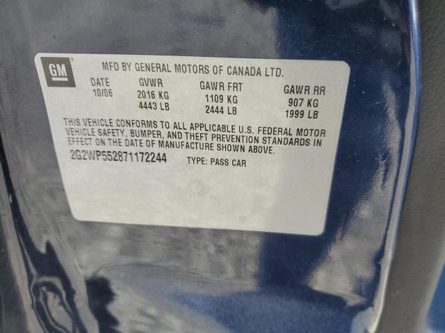 2G2WP552871172244 - 2007 PONTIAC GRAND PRIX ლურჯი ფოტო 10