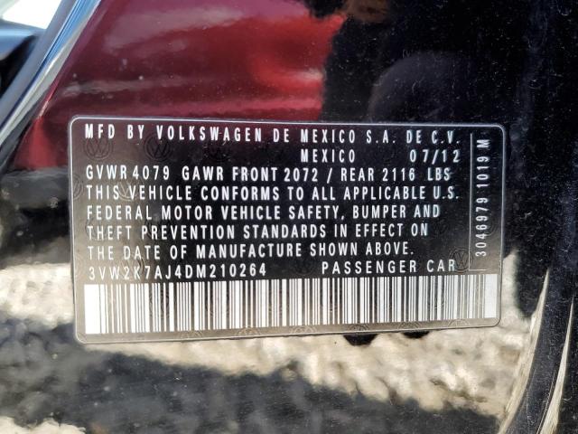 3VW2K7AJ4DM210264 - 2013 VOLKSWAGEN JETTA BASE BLACK photo 10