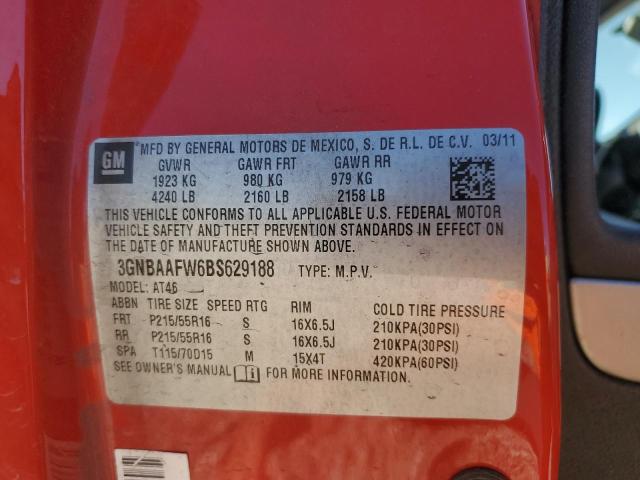 3GNBAAFW6BS629188 - 2011 CHEVROLET HHR LS 红色 照片 10