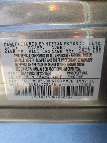 3N1AB8CV0NY232554 - 2022 NISSAN SENTRA SV GRAY photo 10