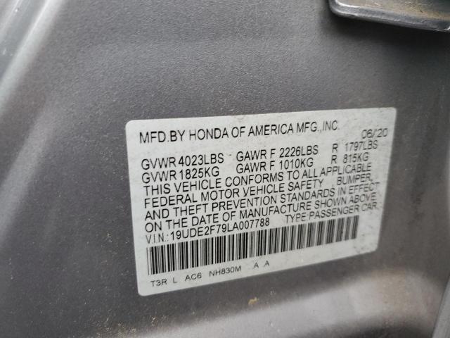 19UDE2F79LA007788 - 2020 ACURA ILX PREMIU SILVER photo 10