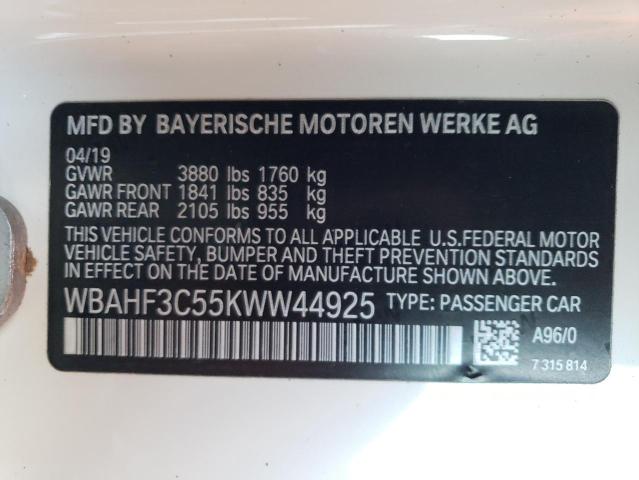 WBAHF3C55KWW44925 - 2019 BMW Z4 SDRIVE3 WHITE photo 10