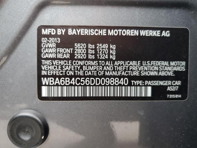 WBA6B4C56DD098840 - 2013 BMW 650 XI BLACK photo 10