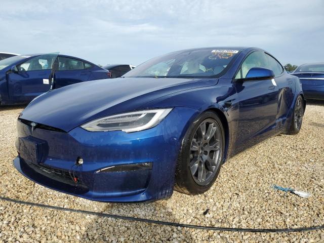 5YJSA1E53NF470922 - 2022 TESLA MODEL S Azul foto 2