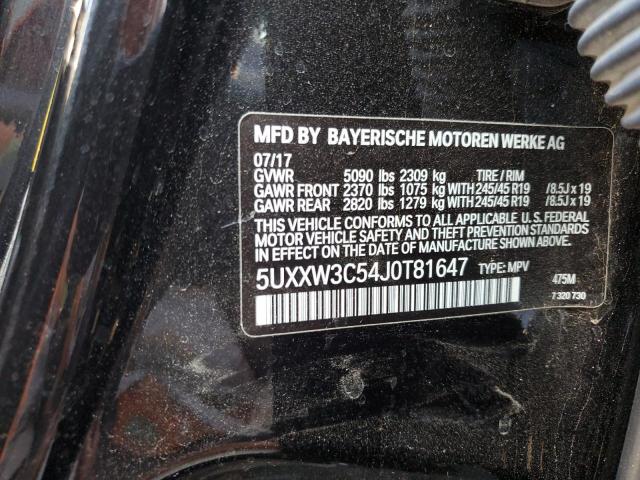 5UXXW3C54J0T81647 - 2018 BMW X4 XDRIVE2 BLACK photo 10