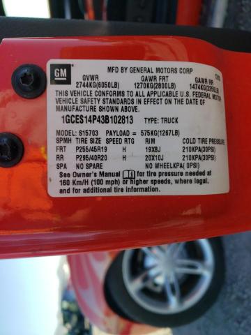 1GCES14P43B102813 - 2003 CHEVROLET SSR 红色 照片 10