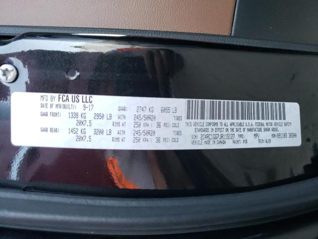 2C4RC1GG7JR115127 - 2018 CHRYSLER PACIFICA L BLACK photo 10