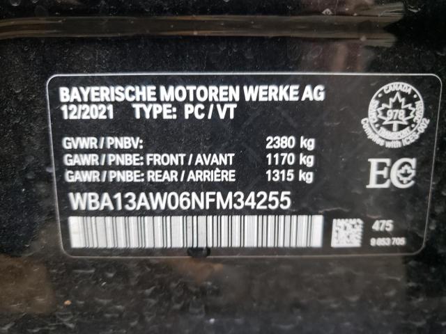 WBA13AW06NFM34255 - 2022 BMW M440XI GRA BLACK photo 10