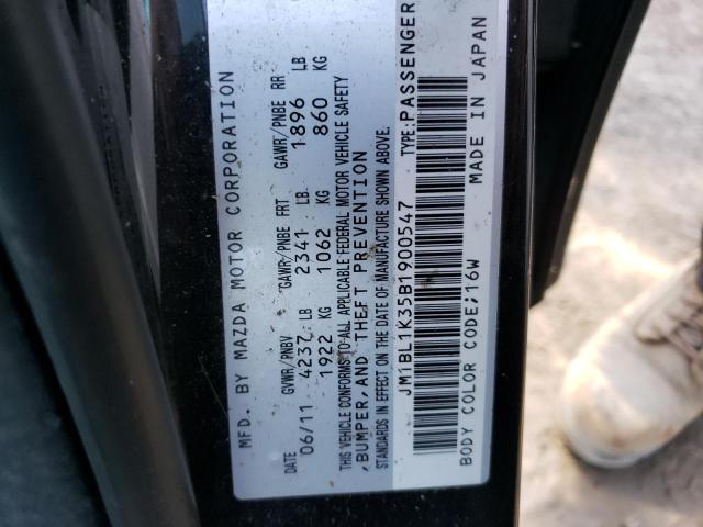 JM1BL1K35B1900547 - 2011 MAZDA SPEED 3 BLACK photo 10
