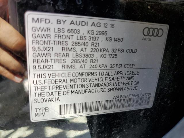 WA1VAAF78HD041701 - 2017 AUDI Q7 PRESTIG BLACK photo 10