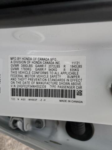 2HGFE2F54NH552339 - 2022 HONDA CIVIC SPOR 白色 照片 10