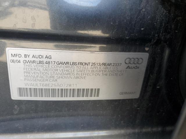 WAULT68E25A072811 - 2005 AUDI A4 3.0 QUATTRO  photo 10