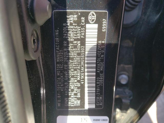 4T1K61AK3MU565902 - 2021 TOYOTA CAMRY XSE BLACK photo 10