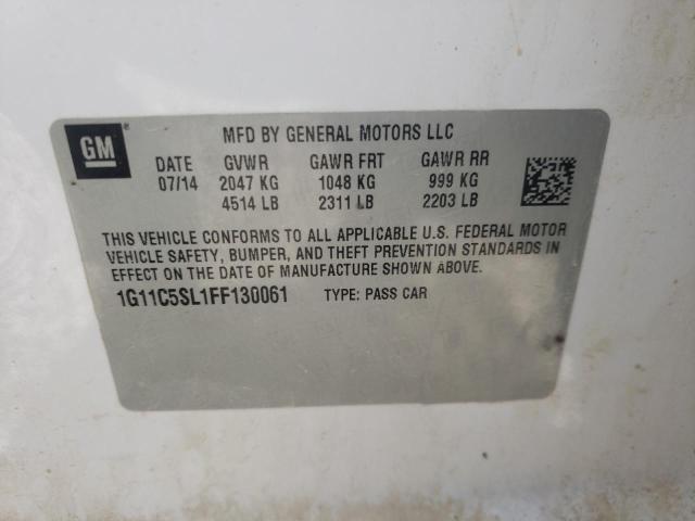 1G11C5SL1FF130061 - 2015 CHEVROLET MALIBU 1LT 白色 照片 10