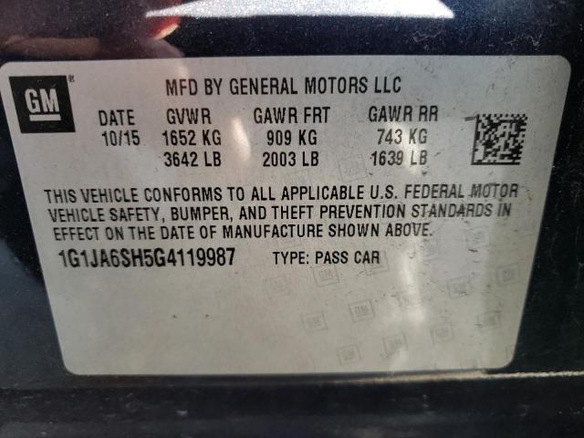 1G1JA6SH5G4119987 - 2016 CHEVROLET SONIC LS BLUE photo 10