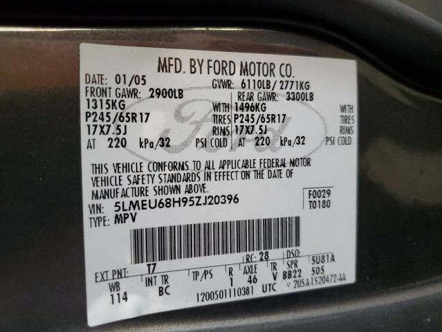 5LMEU68H95ZJ20396 - 2005 LINCOLN AVIATOR 石墨色 照片 10