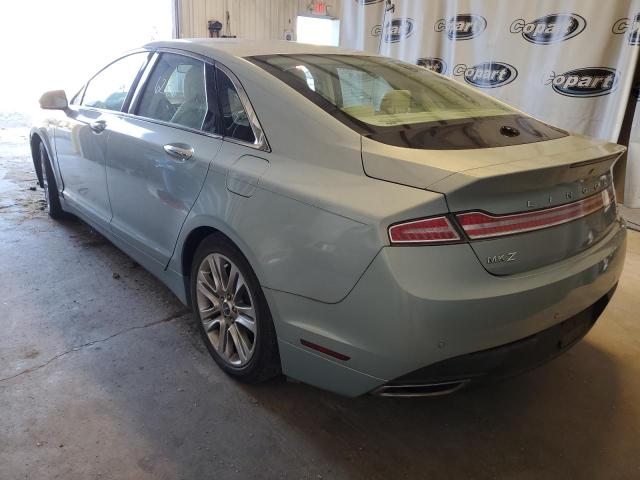 3LN6L2LU8ER827596 - 2014 LINCOLN MKZ HYBRID BLUE photo 3