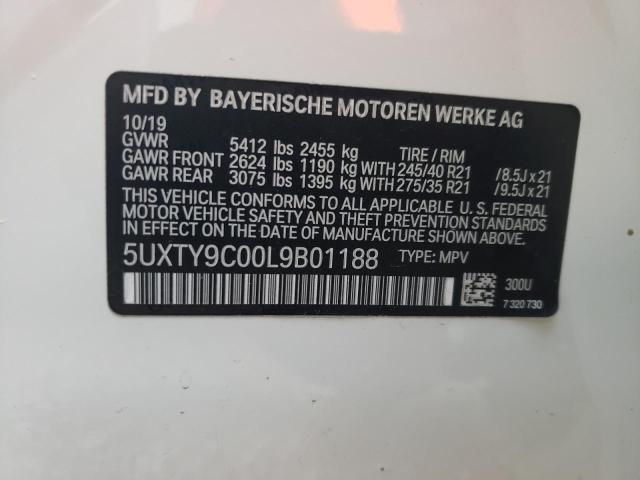 5UXTY9C00L9B01188 - 2020 BMW X3 XDRIVEM WHITE photo 10