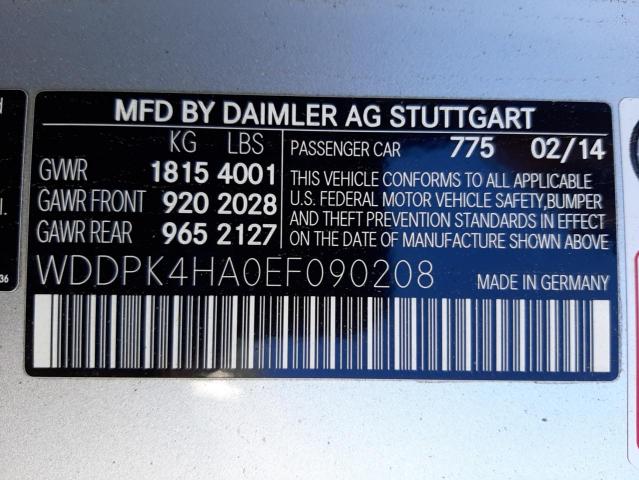 WDDPK4HA0EF090208 - 2014 MERCEDES-BENZ SLK 250 SILVER photo 10