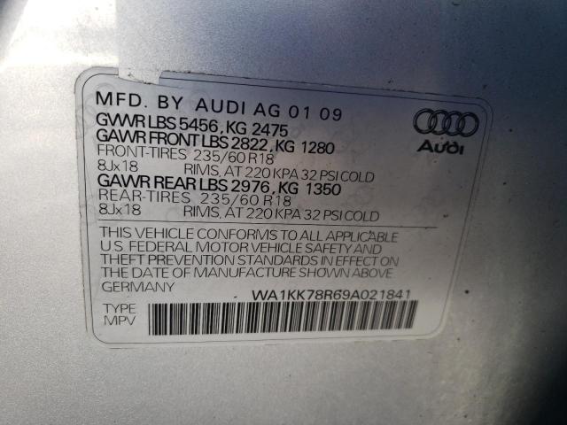 WA1KK78R69A021841 - 2009 AUDI Q5 3.2 SILVER photo 10