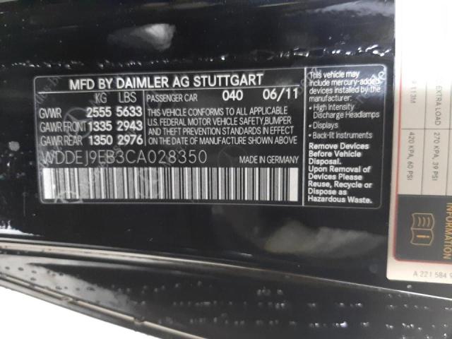 WDDEJ9EB3CA028350 - 2012 MERCEDES-BENZ CL 550 4MA BLACK photo 10