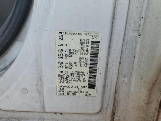 1N6BF0LY2CN113607 - 2012 NISSAN NV 2500 WHITE photo 10