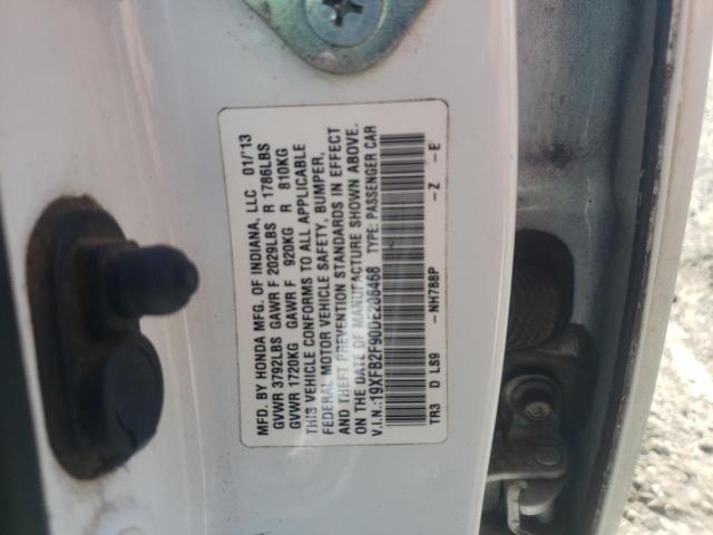 19XFB2F90DE206468 - 2013 HONDA CIVIC EXL 白色 照片 10